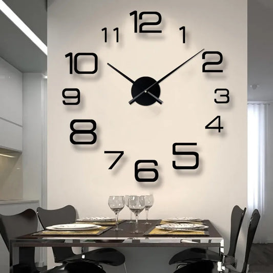 2023 Modern Large 3D DIY Wall Clock – Acrylic Mirror Quartz Clock for Living Room Home Decor