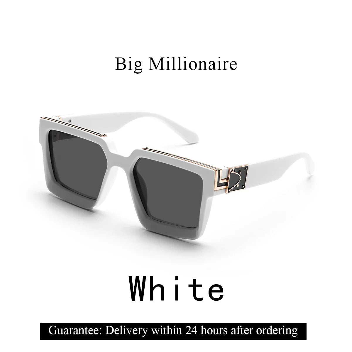 Ruiao Retro Black Millionaire Sunglasses – Luxury Square Designer Shades for Men & Women (2024)