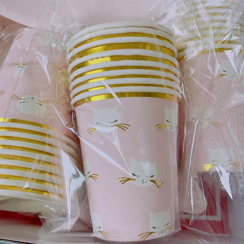 Cartoon Cat Shaped Paper Plates - Lovely Animal Plates for Kids' Birthday Party Decor, Disposable Cake and Dessert Plates