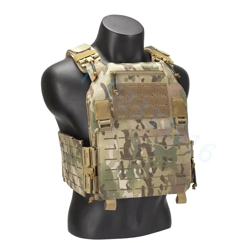 New Combat Vest 6094 – Quick Detachable Lightweight Laser Cut Tactical Vest, Black Gear for Protective Plate Carry