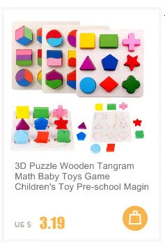30PCS Montessori Wooden 3D Cartoon Animal Puzzle – Educational Jigsaw Board Game for Kids