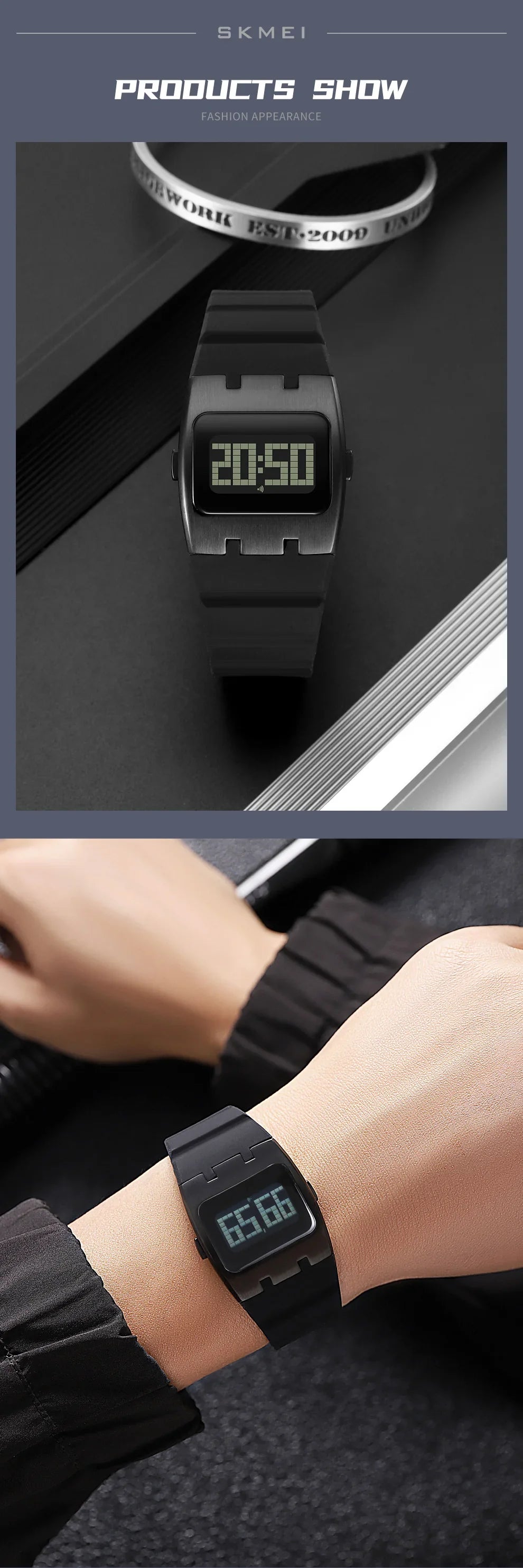 SKMEI 2415 Men’s Digital Watch — Waterproof Luminous Electronic Chronograph with Calendar & Alarm