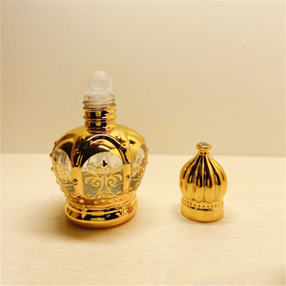 15ml Luxury Golden Essential Oil Roller Bottle - Refillable Glass Perfume Container for Cosmetics & Sample Test