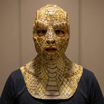 Realistic Lizard Man Snake Monster Mask - Soft Reptile Texture Full Face Latex Costume Headgear for Adults