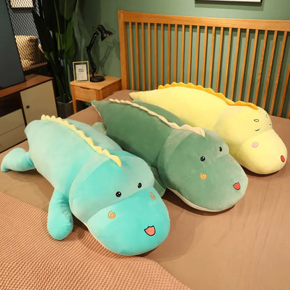 80CM Big Long Dinosaur Plush Toy – Soft Cartoon Crocodile Stuffed Doll Pillow for Kids, Birthday Gift for Boys & Girls