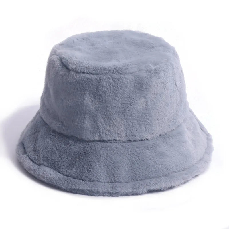 Women’s Winter Bucket Hat – Fashion Leopard Panama, Warm Vintage Faux Fur Fisherman Cap
