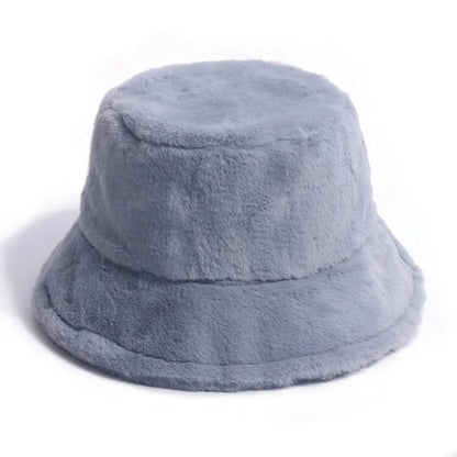 Women’s Winter Bucket Hat – Fashion Leopard Panama, Warm Vintage Faux Fur Fisherman Cap