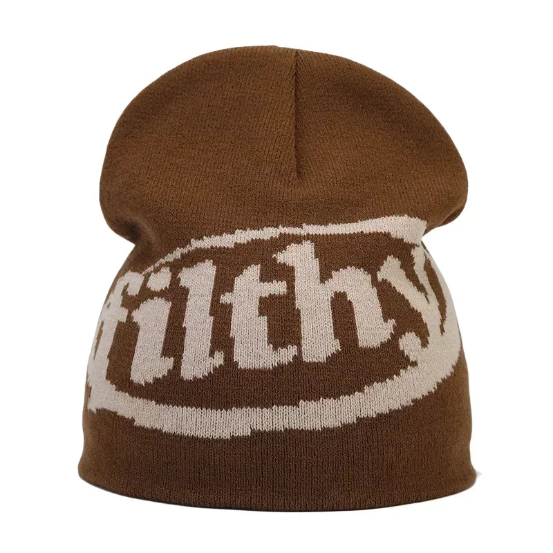 Y2K Letter Knitted Beanie Cap – Unisex Winter Autumn Warm Ski Skullcap, Hip Hop Streetwear Ear Cover Hat for Men & Women