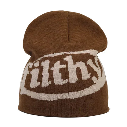 Y2K Letter Knitted Beanie Cap – Unisex Winter Autumn Warm Ski Skullcap, Hip Hop Streetwear Ear Cover Hat for Men & Women