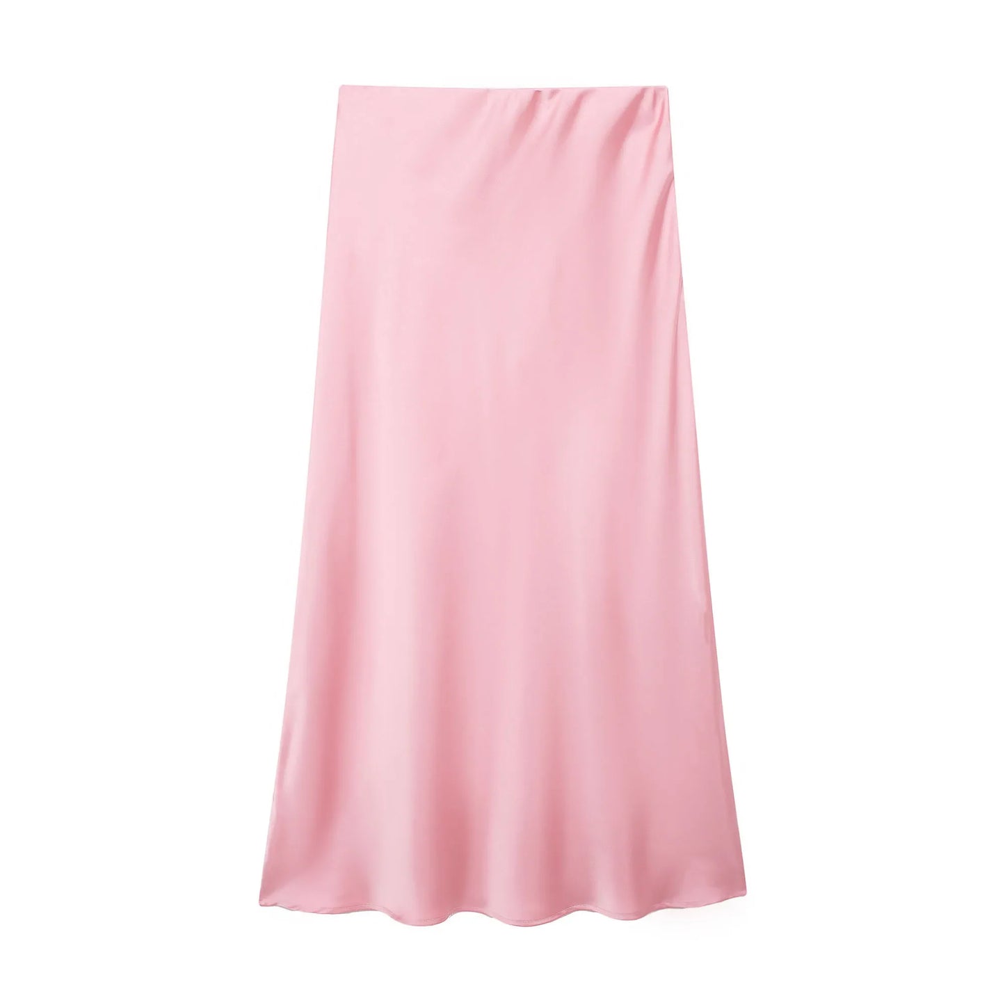 Willshela 2024 Women’s Black Satin High Waist Midi Skirt – Elegant Long Office & Summer Fashion Skirt for Women, Slim Fit Casual Wear