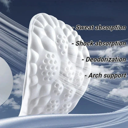 4D Massage Shoe Insoles — Super Soft Latex Sports Insoles with Arch Support, Orthopedic Inserts for Running & Basketball Shoes, Unisex