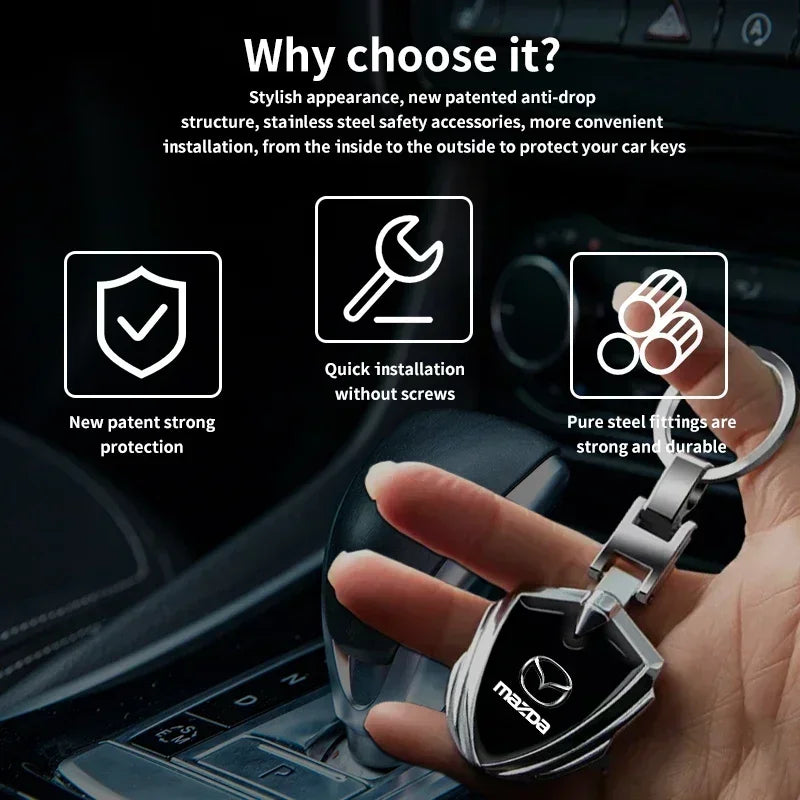3D Metal Car Logo Keychain – Key Ring for Mazda 2 3 4 5 6 7 8 CX-3 5 8 9 MX-5 RX-8 BT-50 Atenza R360