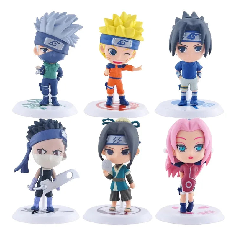 6 Pcs Naruto Mini Figures – Sasuke, Gaara, Uchiha Madara 7-8cm Collectible Figurines with Base