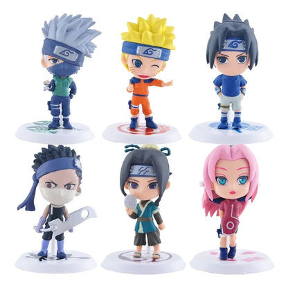 6 Pcs Naruto Mini Figures – Sasuke, Gaara, Uchiha Madara 7-8cm Collectible Figurines with Base