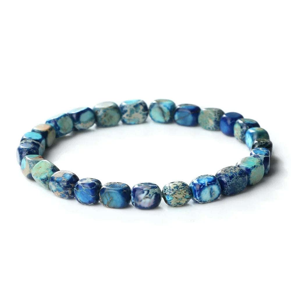 Natural Onyx Stone Bracelet - Bohemian Vintage Charm Elastic Yoga Jewelry for Women & Men