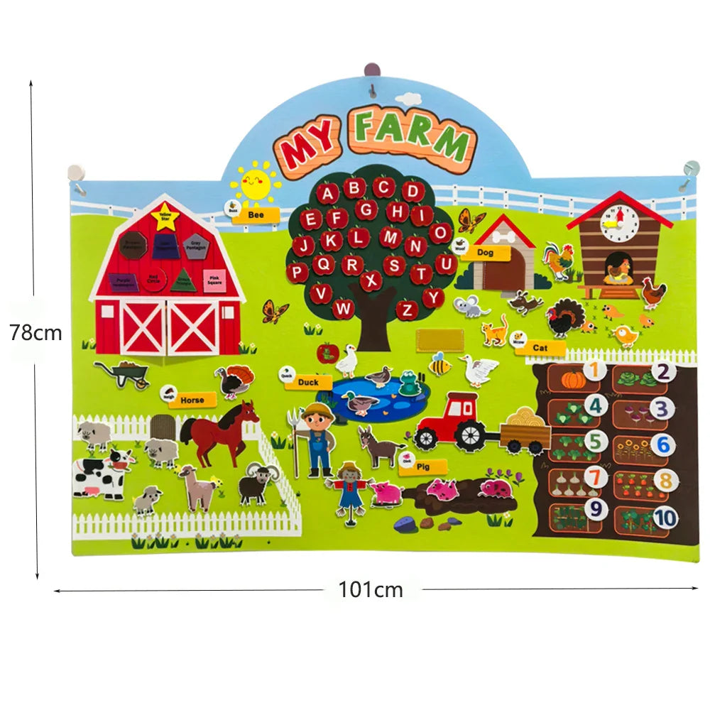 Farm Animals Felt Story Board Set – Interactive Early Learning Wall Puzzle Toys for Toddlers