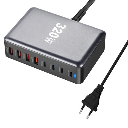 320W GaN USB-C Fast Charger - 8 Port Desktop Charging Station with Type C PD & Quick Charge 3.0 for iPhone 15, 14, Samsung