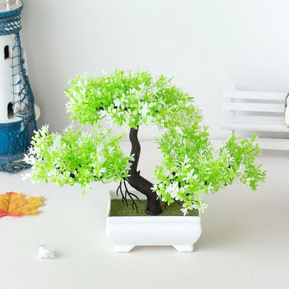 Artificial Bonsai Plant - Small Potted Faux Tree for Home, Office & Table Decor