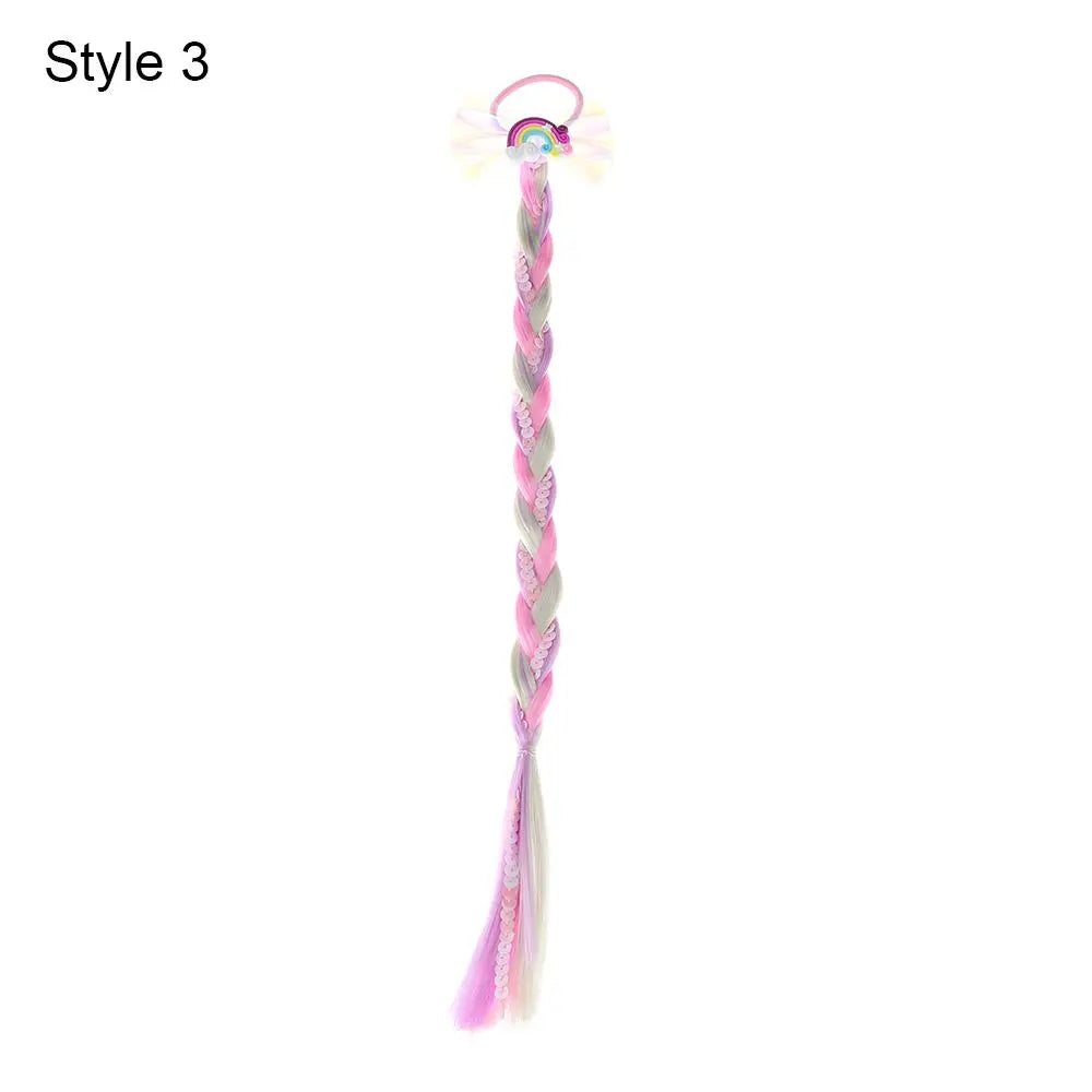 Girls Rainbow Hair Bow & Tie Set – Princess Snowflake Elastic Hair Accessories for Toddlers, No-Damage Braids