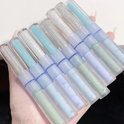 2-in-1 Double Head Glitter Liquid Eyeshadow – Waterproof Matte Blue Green Lightweight Summer Eye Makeup