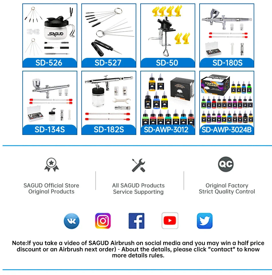 Airbrush Nozzle & Needle Replacement Kit – 0.2/0.3/0.5mm Repair Accessories for Various Airbrush Models