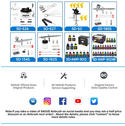 Airbrush Nozzle & Needle Replacement Kit – 0.2/0.3/0.5mm Repair Accessories for Various Airbrush Models