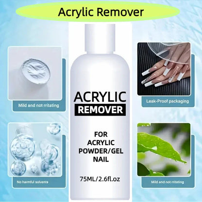 75ml Professional Acrylic Nail Remover — Liquid & Gel Polish Remover for Acrylic Nails