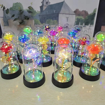 Artificial Eternal Rose Flowers with LED Light – Valentine’s Day Gift for Girlfriend, Wedding & Christmas Decor