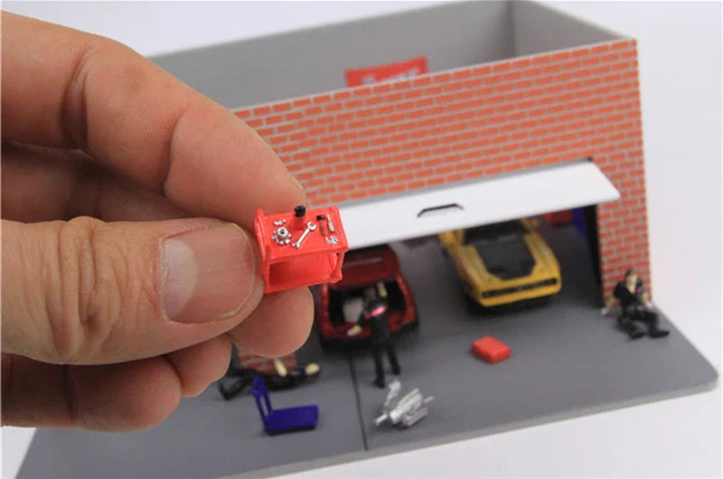 RM 1:64 Automotive Repairman & Tools Micro Mini Figure Model — Diecast Scene Collectible