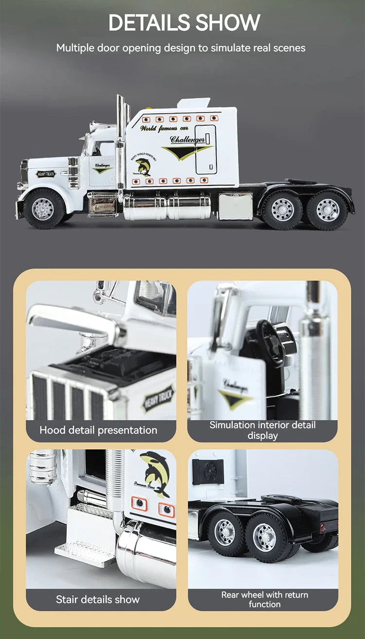1:24 Scale Peterbilt 389 Tractor Trailer Toy – Lonestar Design Pre-Built Semi Truck with Realistic Functions for Kids