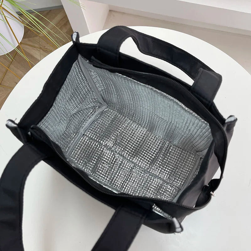 Large Capacity Lunch Bag - Insulated Aluminum Foil Food Storage Tote with Top Handle for Work and Travel
