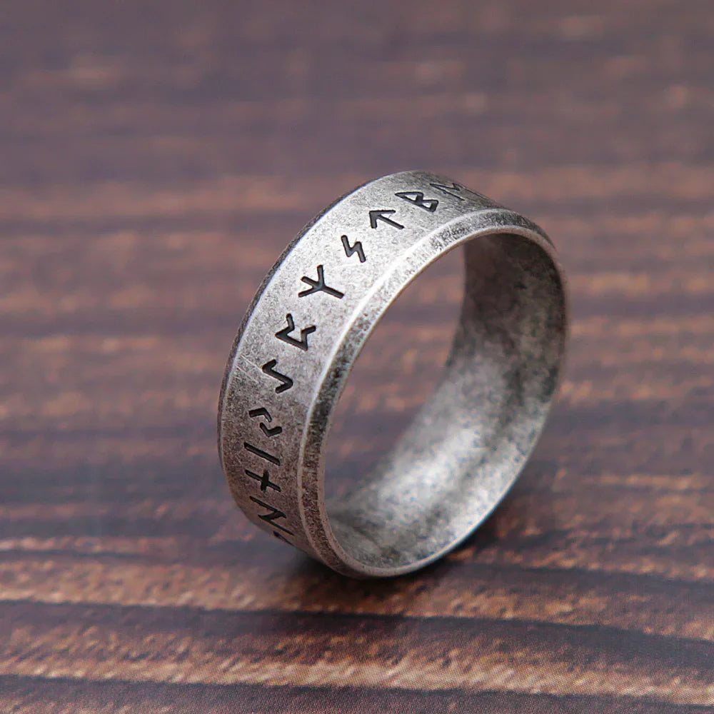 Fashion Retro Viking Rune Ring – 316L Stainless Steel Odin Letter Amulet, Couple Jewelry Gifts for Men & Women