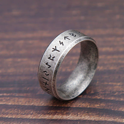 Fashion Retro Viking Rune Ring – 316L Stainless Steel Odin Letter Amulet, Couple Jewelry Gifts for Men & Women