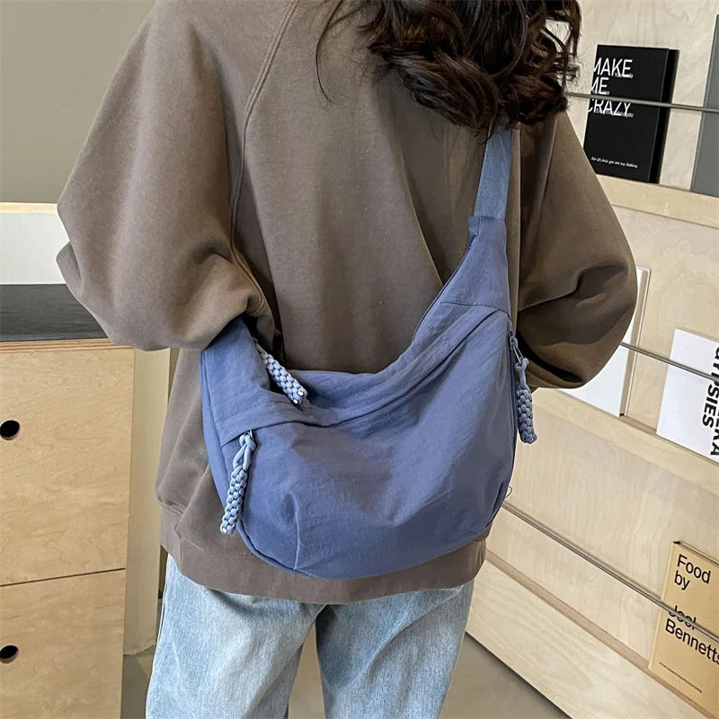 New Nylon Fabric Shoulder Bag – High Capacity Women's Crossbody Messenger Bag, Versatile & Leisure Hobo