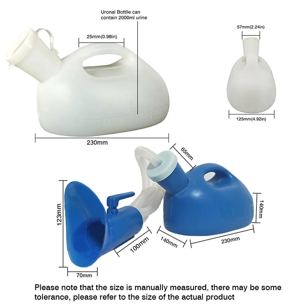 Portable Urinal with Extension Hose: 2000ml Capacity for Men and Women - Ideal for Camping and Travel