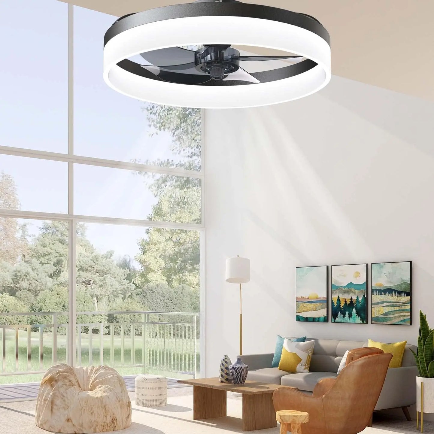 Simple LED Ceiling Fan Light with Remote Control - Infinite Dimming & 6 Wind Speeds, Chandelier Fan for Living Room & Bedroom