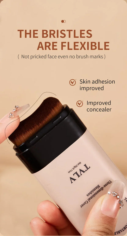 TVLV Eraser Foundation Stick with Brush – 20g Brightening Liquid Foundation & Long-Lasting Concealer