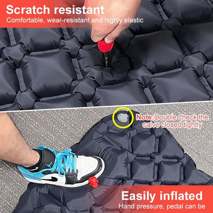 Outdoor Ultralight Inflatable Camping Mattress - Sleeping Pad with Pillows and Built-In Inflator Pump for Hiking