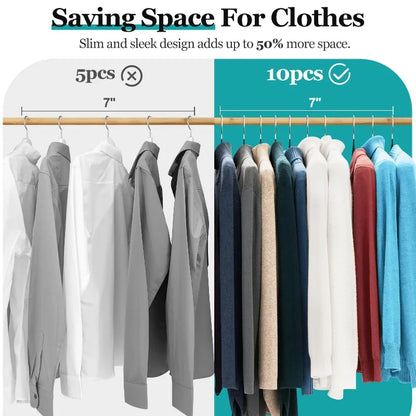 10PCS Metal Non-Slip Clothes Hangers – Durable Space-Saving Wardrobe Organizer for Bedroom & Home