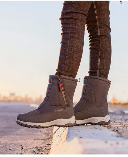 Large Winter Men’s Boots – Warm Plush Ankle High-Top Snow Boots, Sweat-Wicking Outdoor Sneakers