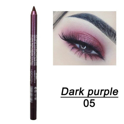 14-Color Waterproof Eyeliner Pencil – Long-Lasting Smokey Punk Style High-Pigment Shimmer Eyeshadow Stick