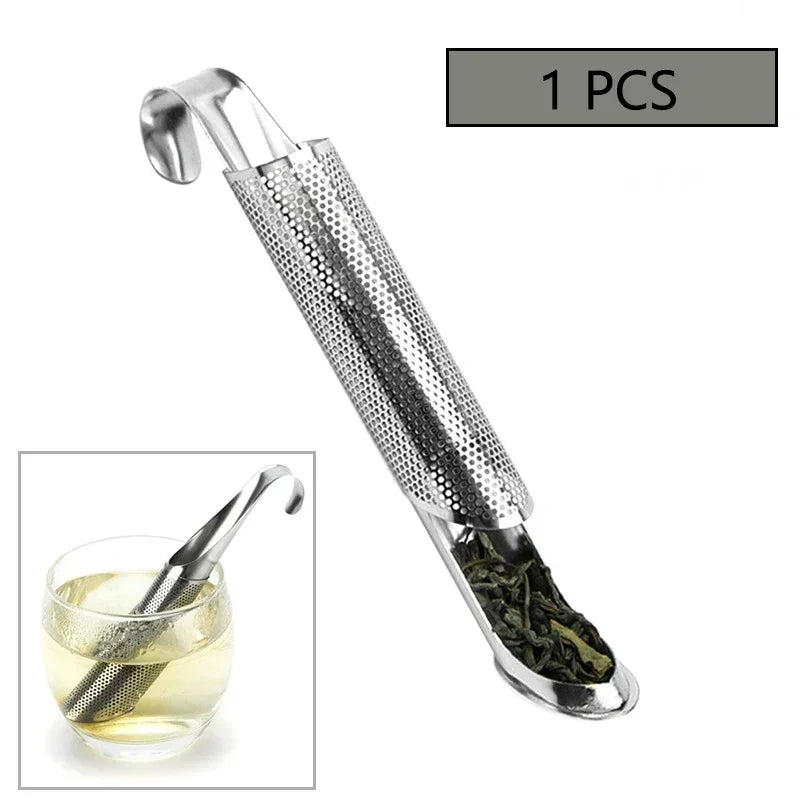 New Tea Strainer – Stainless Steel Infuser Pipe Design with Holder, Tea Spoon, and Filter for Perfect Brew