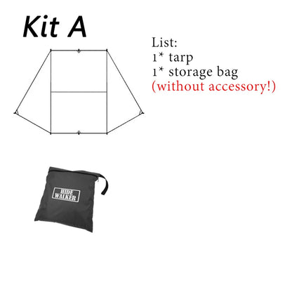 Bat Shape Black Coating Car Side Awning Tarp – 2x3 Waterproof Outdoor Shelter Tent for SUV & Van
