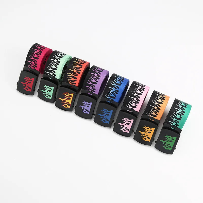 Punk Style Flame Belt – Trendy Hip-Hop Streetwear Accessory, Durable Unisex Fashion Decoration for Men & Women