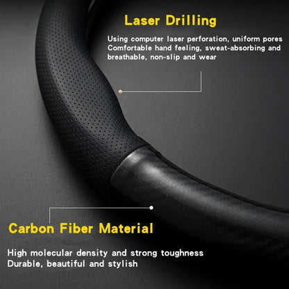Universal Car Steering Wheel Cover — Carbon Fiber Leather, 3D Anti-Slip, Simple & Stylish Car Accessory