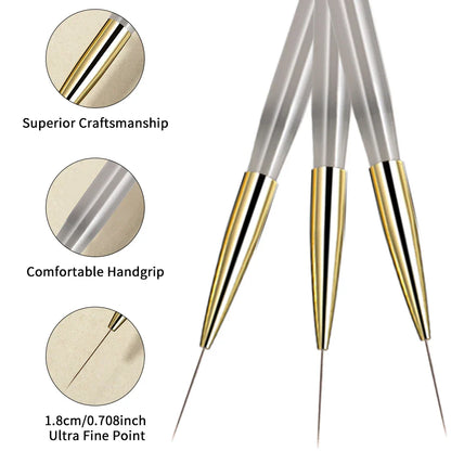 RSNAIL Nail Art Liner Brushes — 18mm Slender Long Line Painting Pen for French Stripe Nail Art, UV Gel DIY Manicure Tool