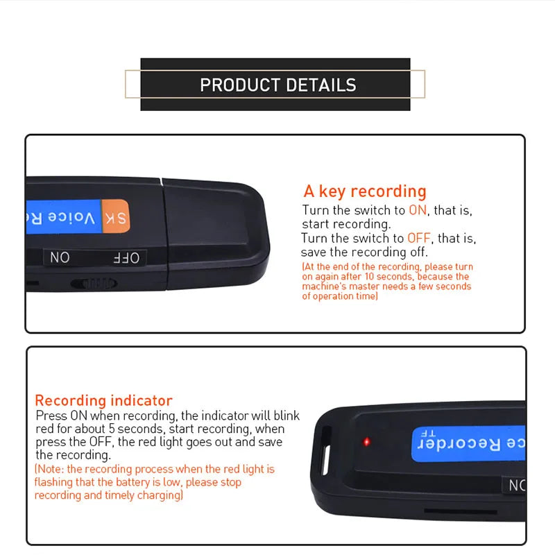 Mini Audio Voice Recorder USB Pen – 16GB/32GB Digital Sound Recorder for Meetings & Interviews