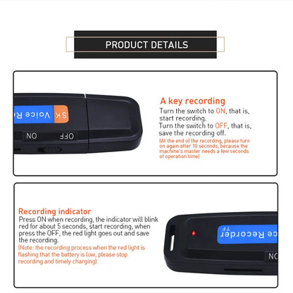 Mini Audio Voice Recorder USB Pen – 16GB/32GB Digital Sound Recorder for Meetings & Interviews