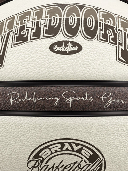 Veidoorn Official Size 7 Basketball — Brown Beige PU, 4-Layer Durable Outdoor Game Ball, Professional Quality