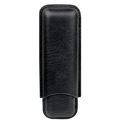 Premium Man-Made Leather Cigar Case - 2 Tube Holder, Mini Travel Humidor Box, Portable Accessory for Cohiba Cigars